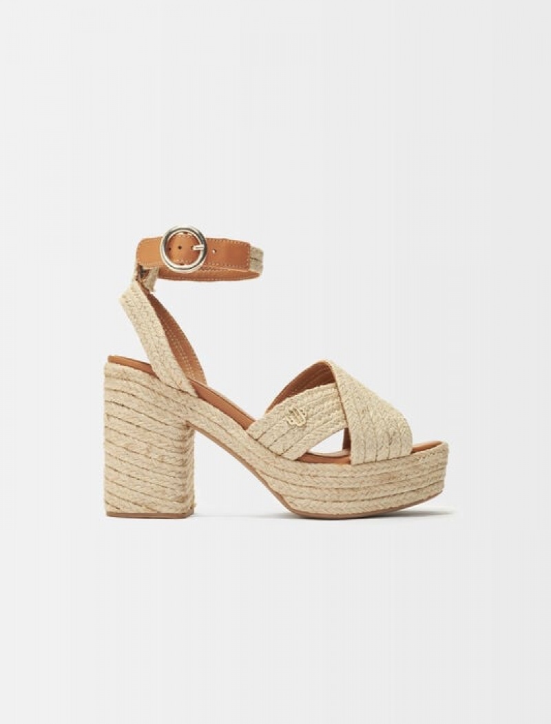 Maje Jute Canvas Sandalen Dames Beige | YNFQOSJ-39